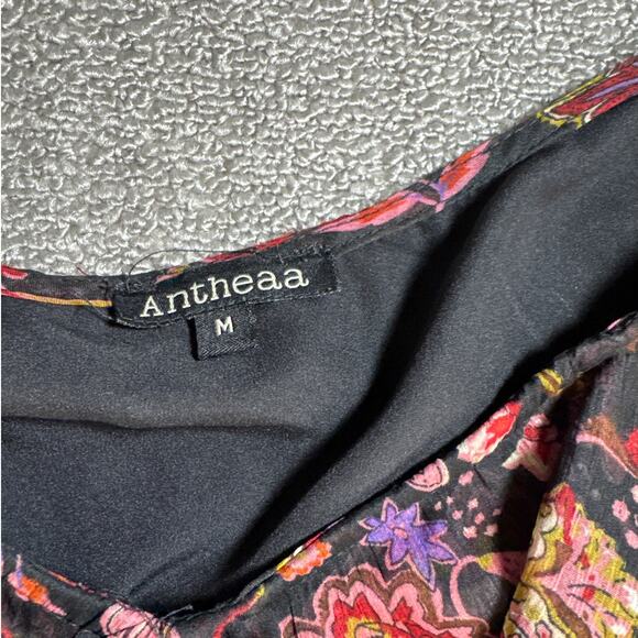 Floral Ruffle Midi Dress - Black and Red - Picture 6 of 9